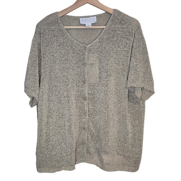 Maggie McNaughton Gold Button Front Top, Size 2X – Elegant Layering Piece [0028] - Picture 1 of 8